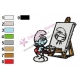 Painter Smurfs Embroidery Design
